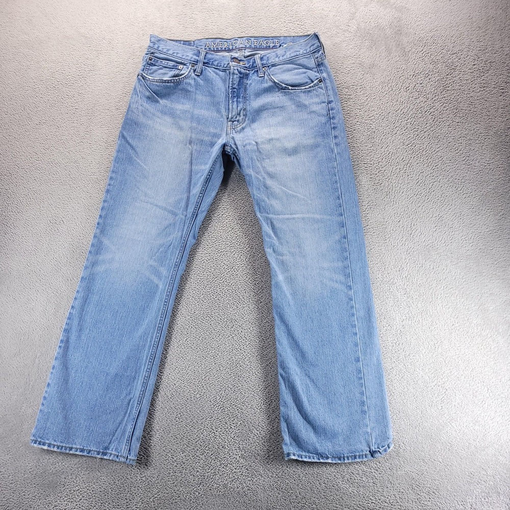 American Eagle Jeans Mens 33x30 Blue Low Rise Bootcut Light Wash Denim Casual